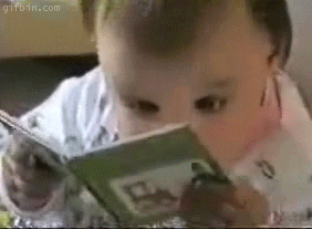 baby reading a story